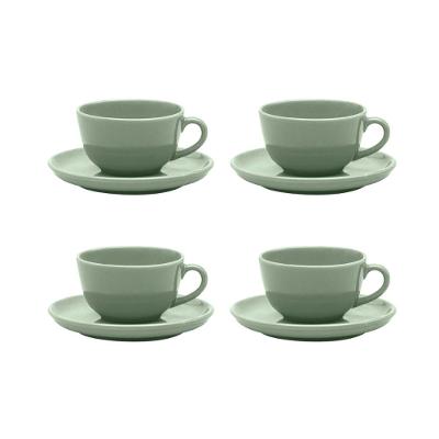Jogo de 4 Xícaras Grandes 200 Ml Com Pires Oxford Flat Matcha