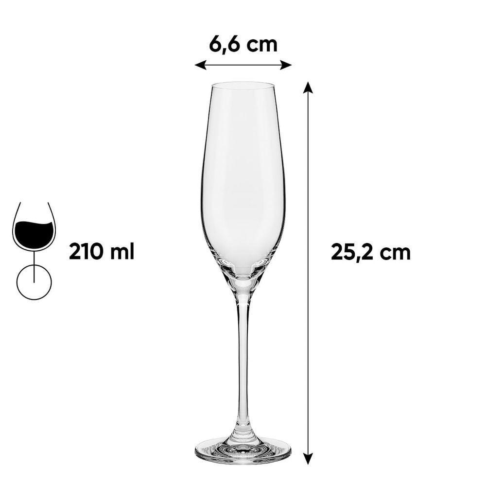 Jogo de 2 Taças De Cristal Para Espumante 210 Ml Oxford Slim Classic - 3