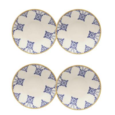 Jogo com 4 Pratos Fundos 20,5 Cm Oxford Unni Azulejo Português