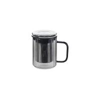 Caneca de Chá em Vidro com Infusor Aço Inox 350ml Fumê - 1