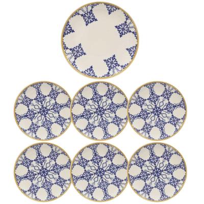 Jogo De Bolo 7 Peças Oxford Unni Azulejo Português