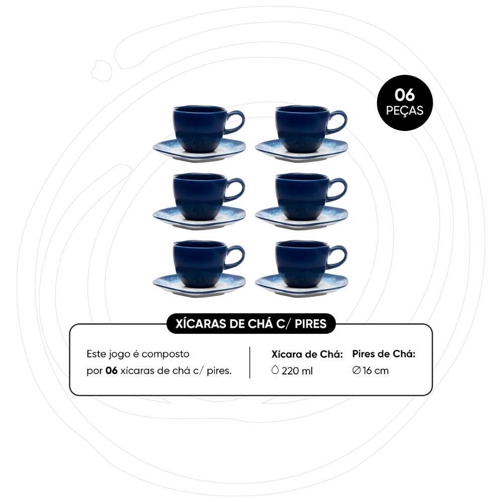 Jogo de 6 Xícaras de Chá 220ml com Pires Ryo Galápagos - 3