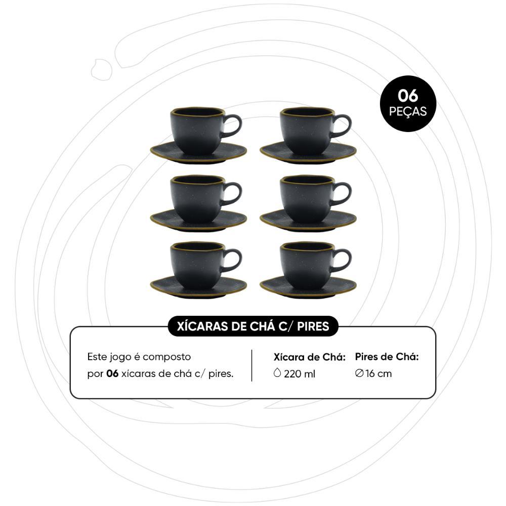 Jogo de 6 Xícaras de Chá Grande 220ml com Pires Ryo Volcano - 3