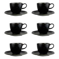 Jogo de 6 Xícaras de Chá Grande 220ml com Pires Ryo Volcano - 1