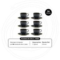 Jogo de 6 Xícaras de Chá Grande 220ml com Pires Ryo Volcano - 3