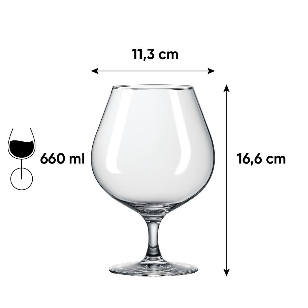 Jogo de 6 Taças de Cristal Para Conhaque 660 Ml Classic - 5