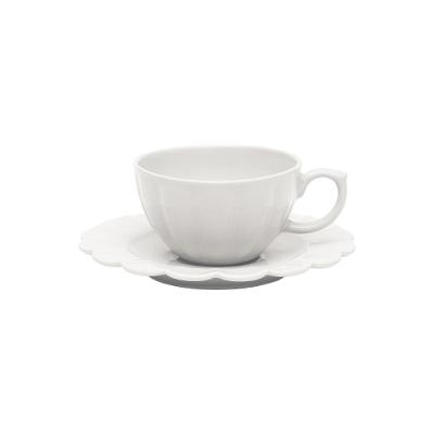 Jogo de 6 Xícaras de Chá Grande 220ml c/ Pires Flora Camélia