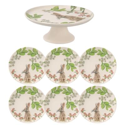 Jogo De 1 Boleira E 6 Pratos De Sobremesa Fábula De Páscoa