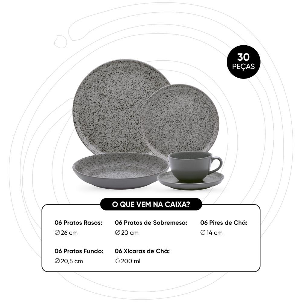 Aparelho de Jantar e Chá 30 Peças Oxford Flat Gray - 3