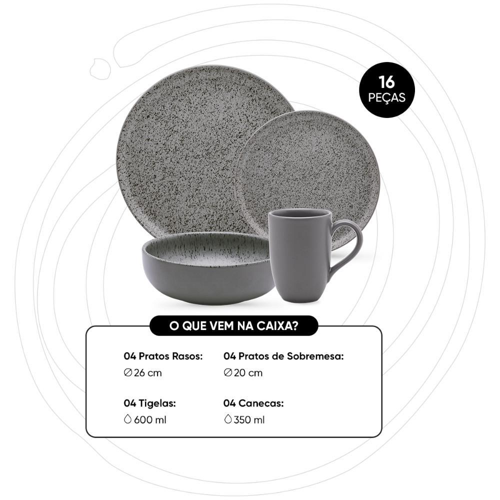 Aparelho de Jantar e Lanche 16 Peças Oxford Flat Gray - 3