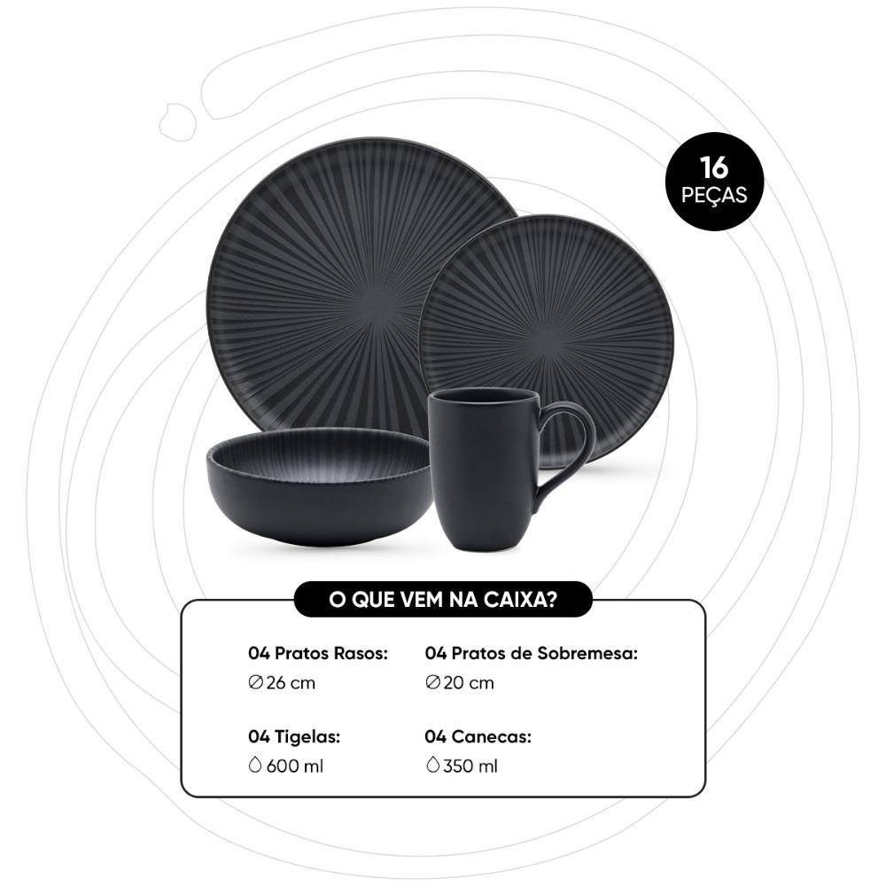 Aparelho de Jantar e Lanche 16 Peças Oxford Flat Ônix - 3