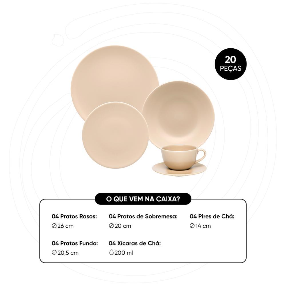 Aparelho de Jantar e Chá 20 Pçs Oxford Unni Merengue - 2