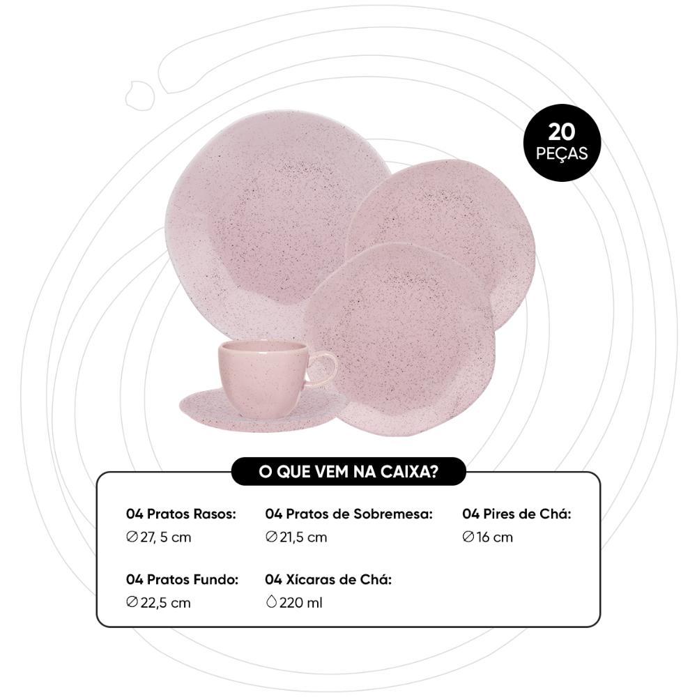 Aparelho de Jantar E Chá 20 Pçs Oxford Ryo Pink Sand - 2