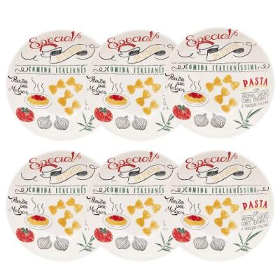 Jogo de 6 Pratos Fundos 20,5 cm Oxford Massa