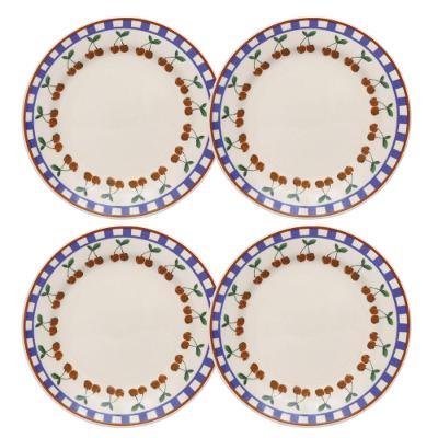 Jogo de 4 Pratos Rasos 24 Cm Donna Jardim de Cerejas
