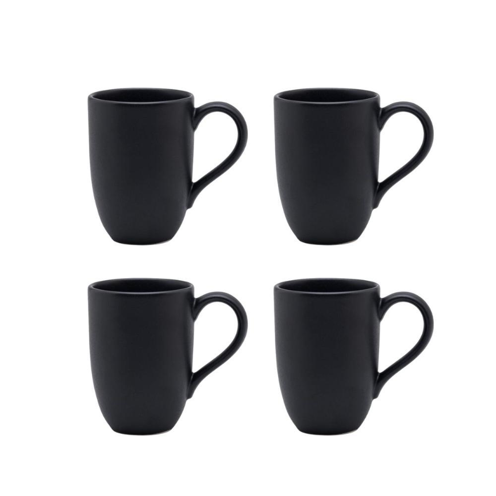 Jogo de 4 canecas 350ml Oxford Flat Ônix - 1