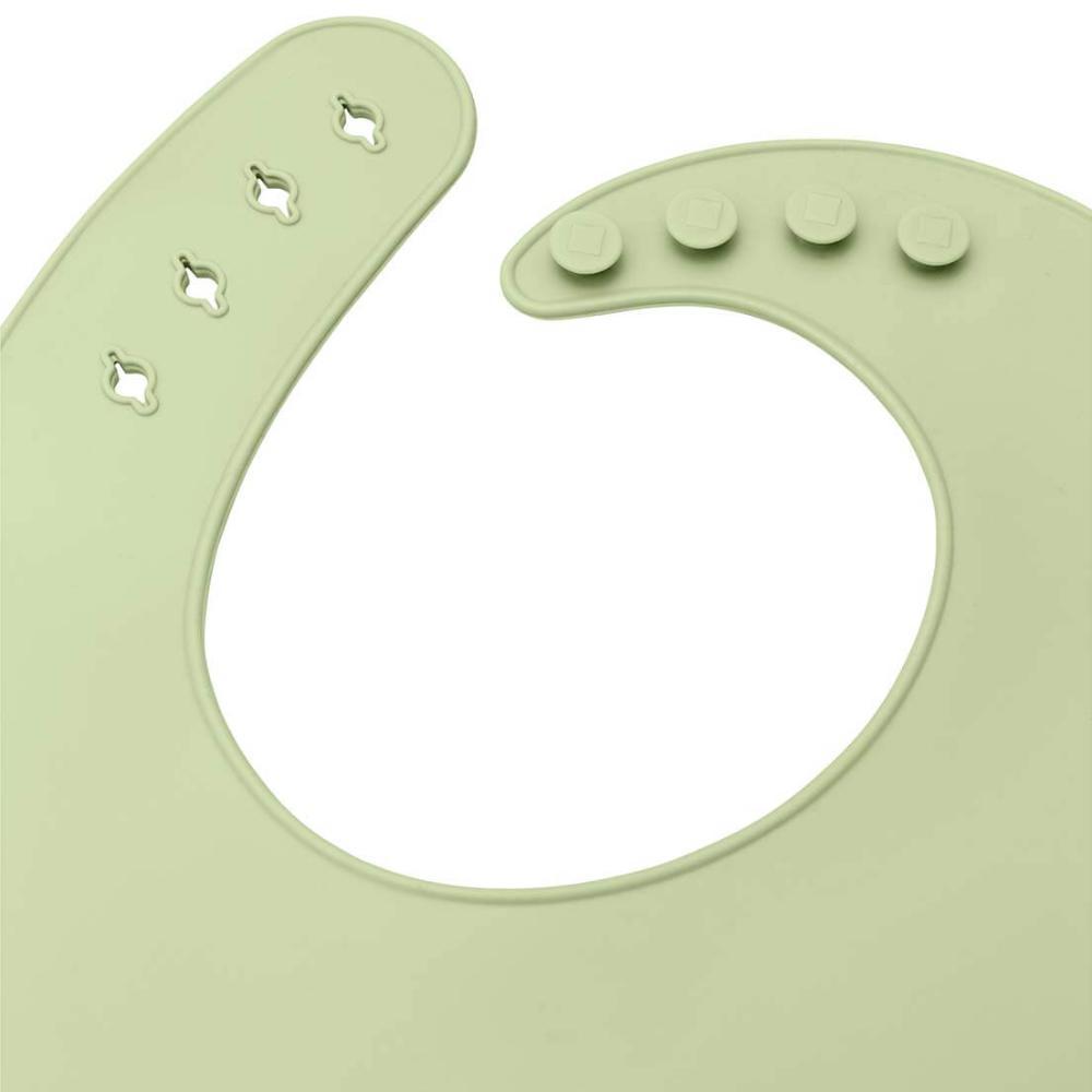 Babador Infantil De Silicone Com Pega Migalhas Oxford Verde - 2