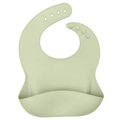 Babador Infantil De Silicone Com Pega Migalhas Oxford Verde