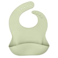 Babador Infantil De Silicone Com Pega Migalhas Oxford Verde - 1