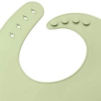 Babador Infantil De Silicone Com Pega Migalhas Oxford Verde - 2