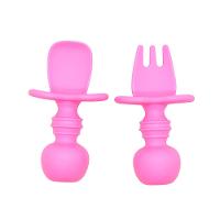 Conjunto Com 2 Talheres Infantil de Silicone 8 Cm Pink - 1