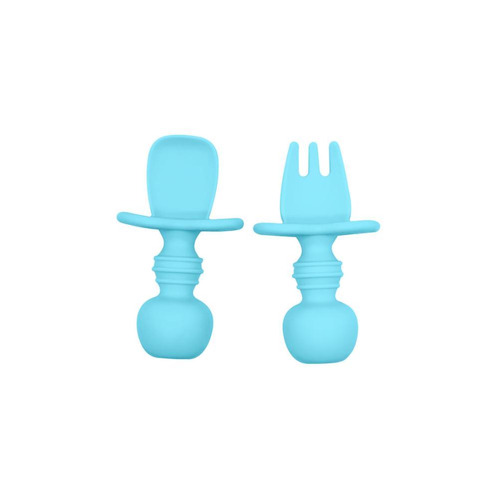 Conjunto Com 2 Talheres Infantil de Silicone 8 Cm Blue - 1