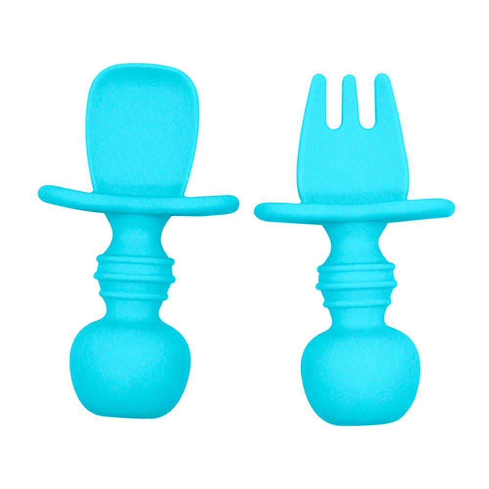 Conjunto Com 2 Talheres Infantil de Silicone 8 Cm Blue - 2