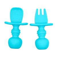 Conjunto Com 2 Talheres Infantil de Silicone 8 Cm Blue - 2