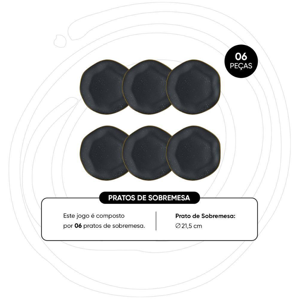 Jogo de 6 Pratos Sobremesa 21,5cm Oxford Ryo Volcano - 2