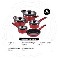 Jogo Panelas Antiaderentes Indução 5 peças Everyday Vermelho - 3