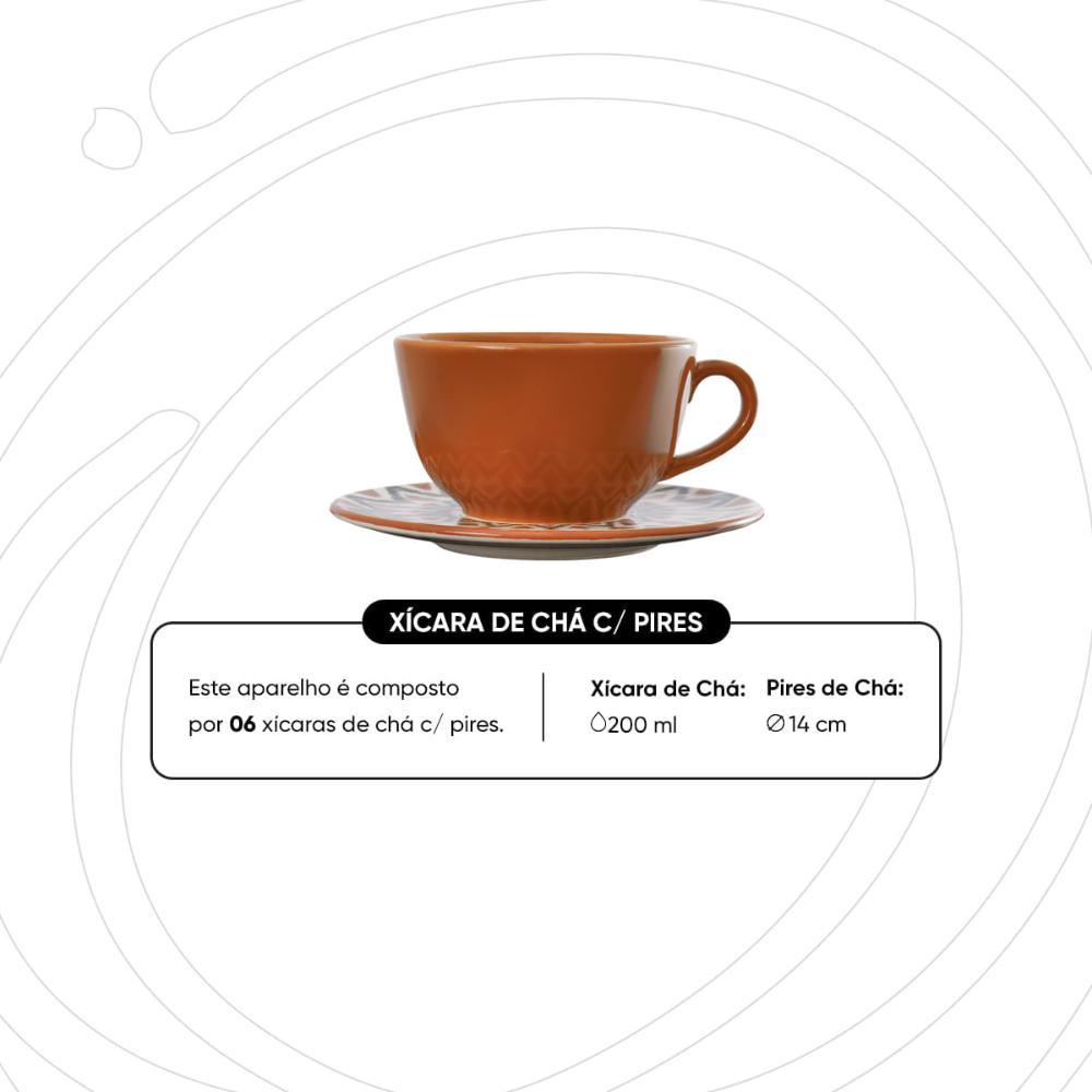 Jogo de 6 Xícaras de Chá 200 ml com Pires Oxford Unni Boho - 3