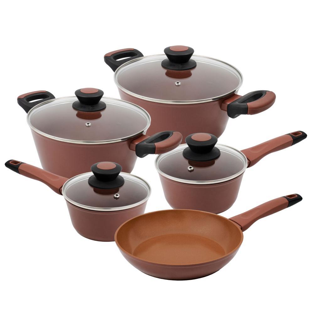 Jogo de Panelas Antiaderentes Indução 5 peças Everyday Mocha - 1