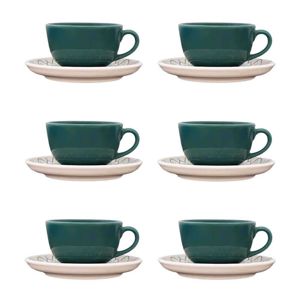 Jogo de 6 Xícaras de Chá 200 Ml com pires Oxford Flat Nisa - 1