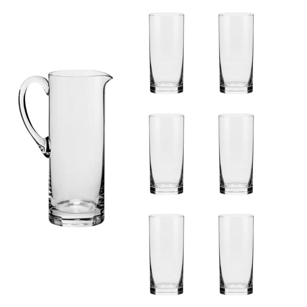 Jogo De 6 Copos Cristal 300 Ml Flat E 1 Jarra Easy Classic - 1