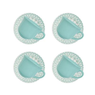 Jogo De 4 Xícaras Grandes 200Ml Com Pires Donna Mandala