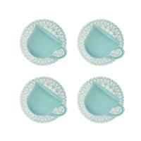 Jogo De 4 Xícaras Grandes 200Ml Com Pires Donna Mandala - 1