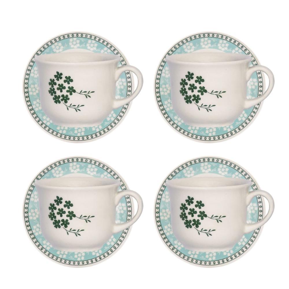 Jogo De 4 Xícaras Grandes 200Ml Com Pires Donna Bosque - 1