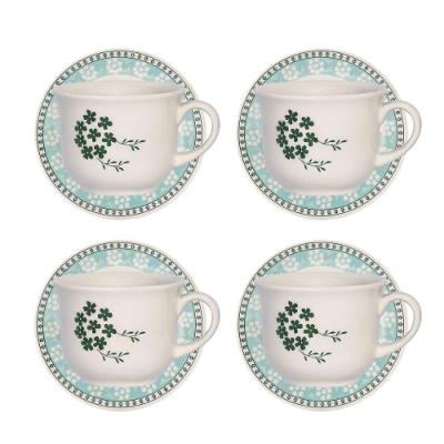 Jogo De 4 Xícaras Grandes 200Ml Com Pires Donna Bosque