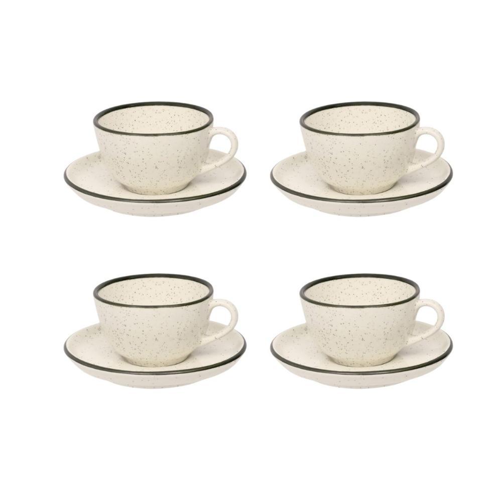 Jogo De 4 Xícaras Grandes 200 Ml Com Pires Oxford Flat Duna - 1