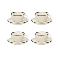 Jogo De 4 Xícaras Grandes 200 Ml Com Pires Oxford Flat Duna - 1