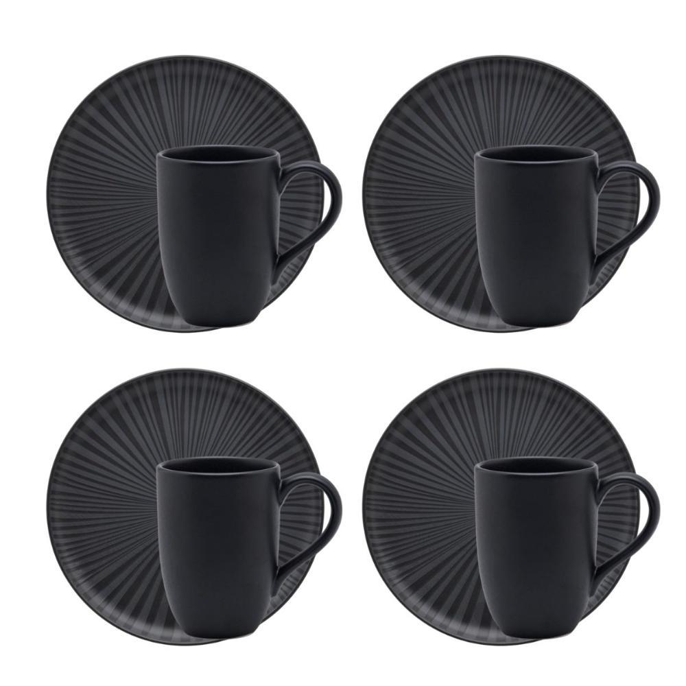 Jogo Lanche De 8 Peças Oxford Flat Ônix - 1