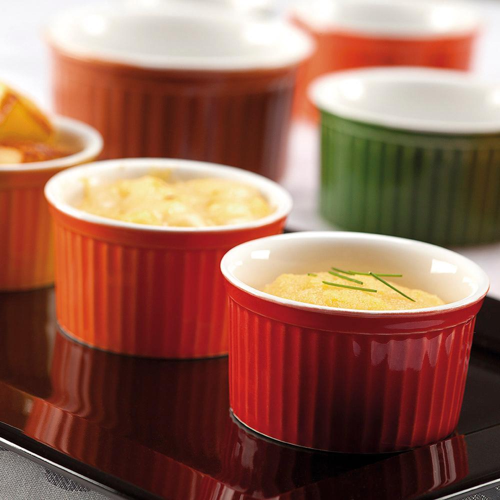 Jogo de 6 Ramequins 8x4cm 100ml Vermelho e Branco - 4