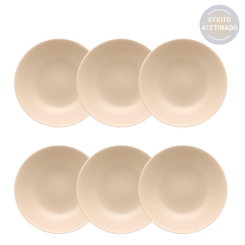 Jogo de 6 Pratos Fundos 20,5cm Oxford Unni Merengue - 1