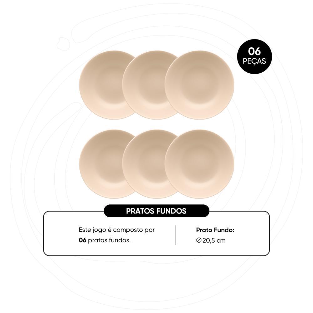 Jogo de 6 Pratos Fundos 20,5cm Oxford Unni Merengue - 2