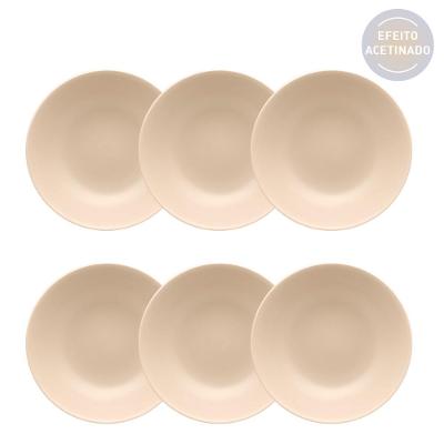 Jogo de 6 Pratos Fundos 20,5cm Oxford Unni Merengue