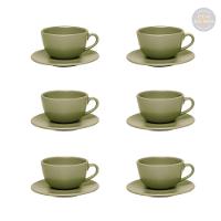 Jogo de 6 Xícaras Grandes 200ml Com pires Unni Oliva - 1