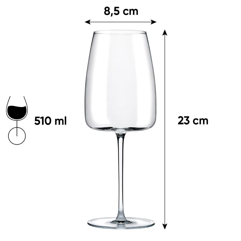 Jogo de 6 Taças de Cristal Para Vinho 510ML Petra Classic - 6