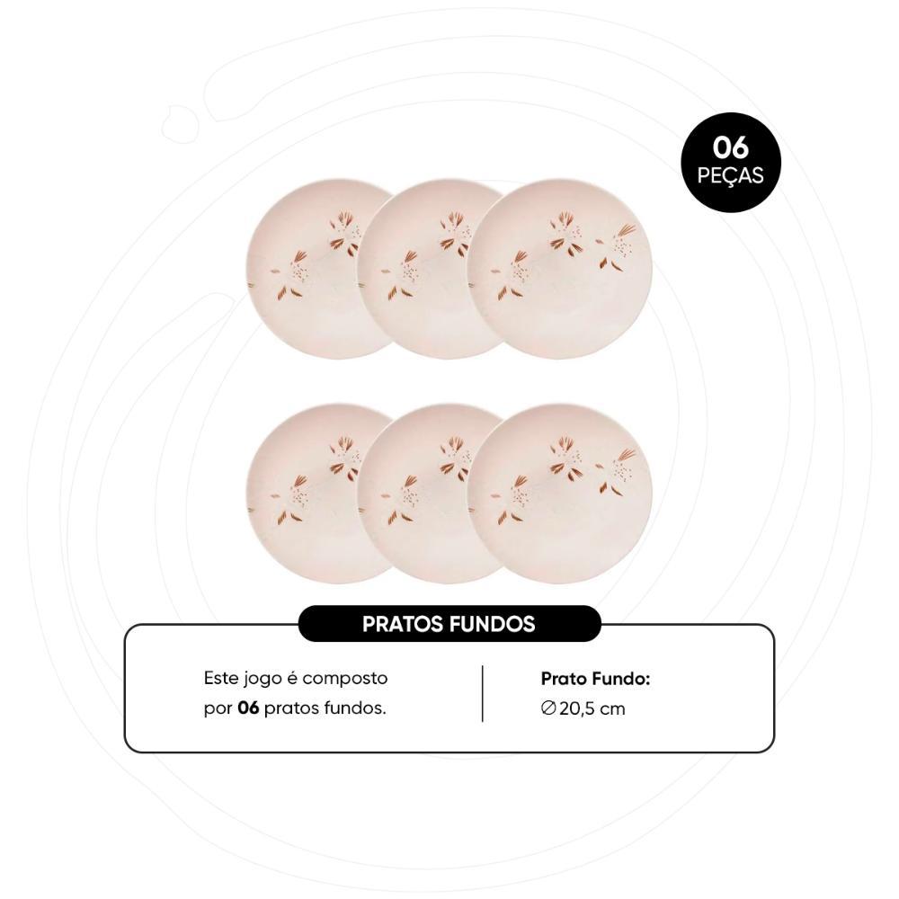 Jogo de 6 Pratos Fundos 20,5 cm Oxford Unni Orquídea - 2