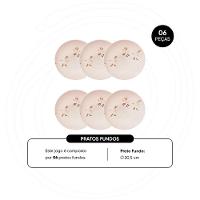 Jogo de 6 Pratos Fundos 20,5 cm Oxford Unni Orquídea - 2