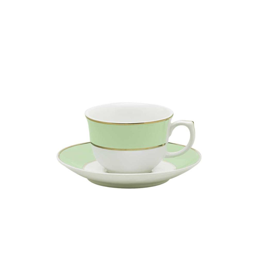 Xícara Grande 240 Ml Com Pires Oxford Flamingo Classic Verde - 1